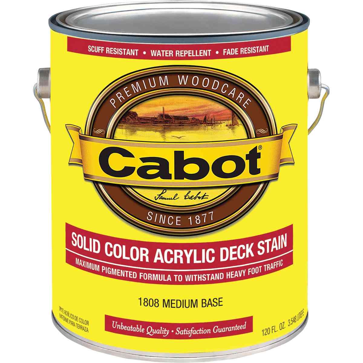 Cabot 140.0001808.007 Solid Stain, Low Luster, Medium Base, Liquid, 1 gal