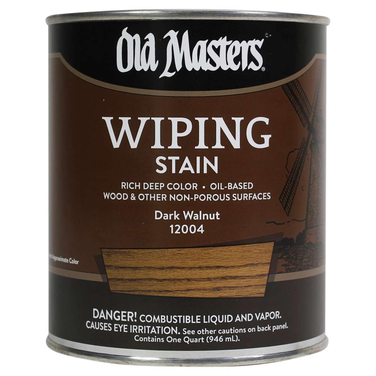 Old Masters 12004 Wiping Stain, Dark Walnut, Liquid, 1 qt, Can
