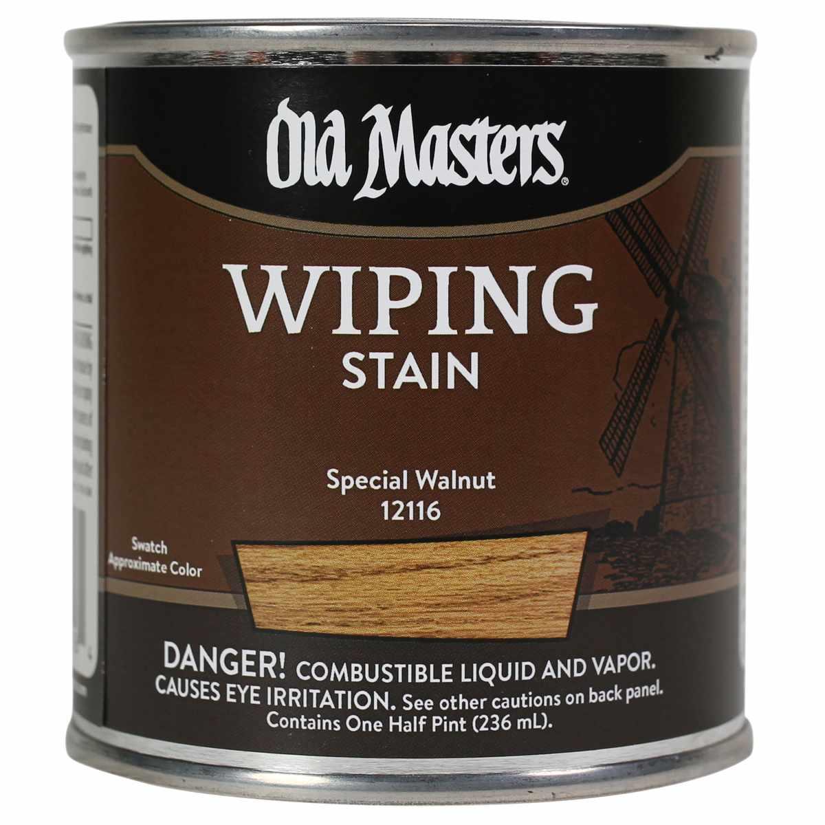 Old Masters 12116 Wiping Stain, Special Walnut, Liquid, 0.5 pt, Can