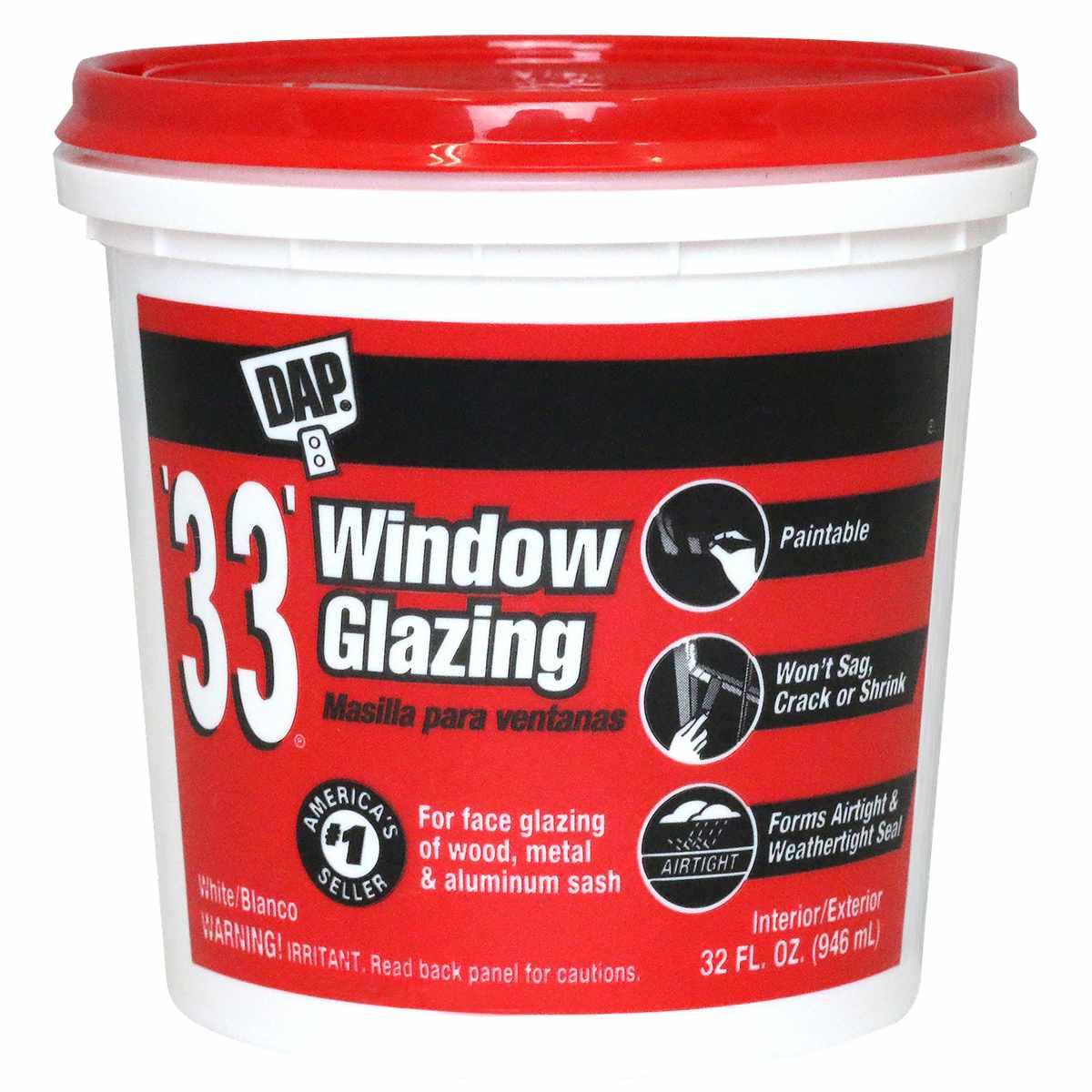 DAP 33 WHITE GLAZING QT 12122