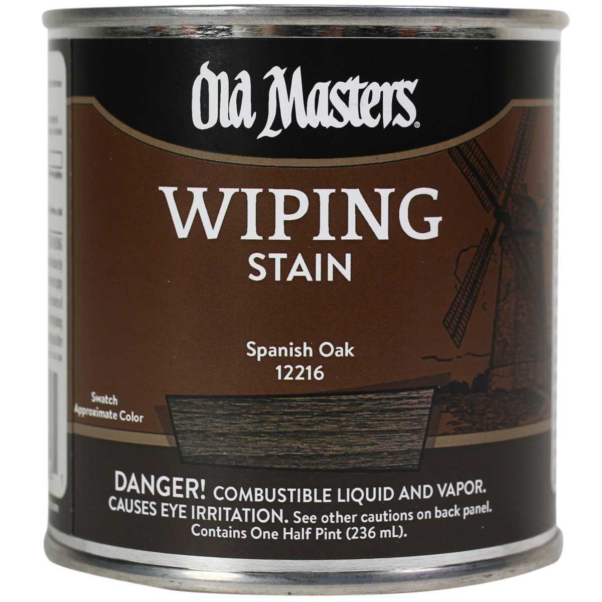 Old Masters 12216 Wiping Stain, Spanish Oak, Liquid, 0.5 pt, Can