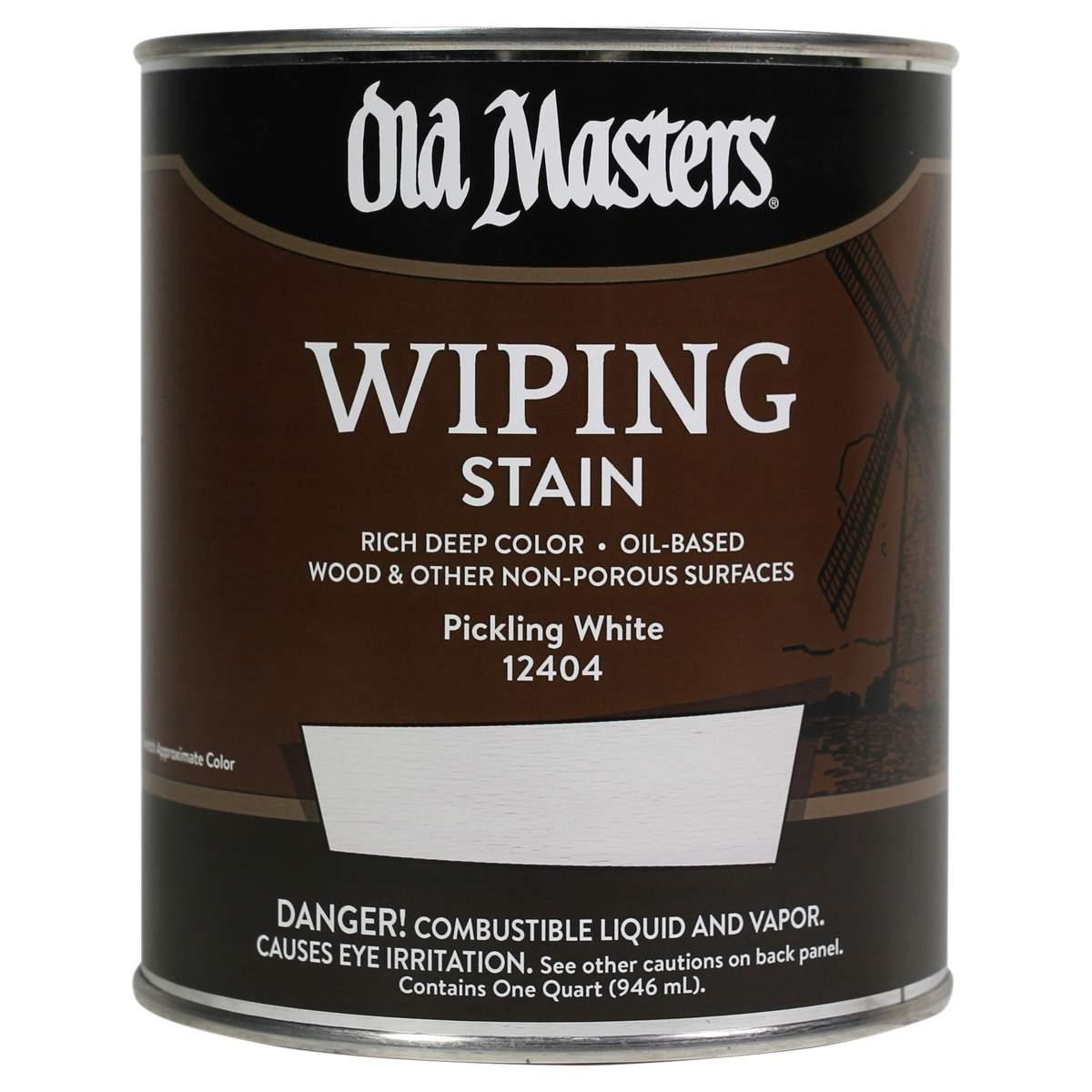 Old Masters 12404 Wiping Stain, Pickling White, Liquid, 1 qt, Can