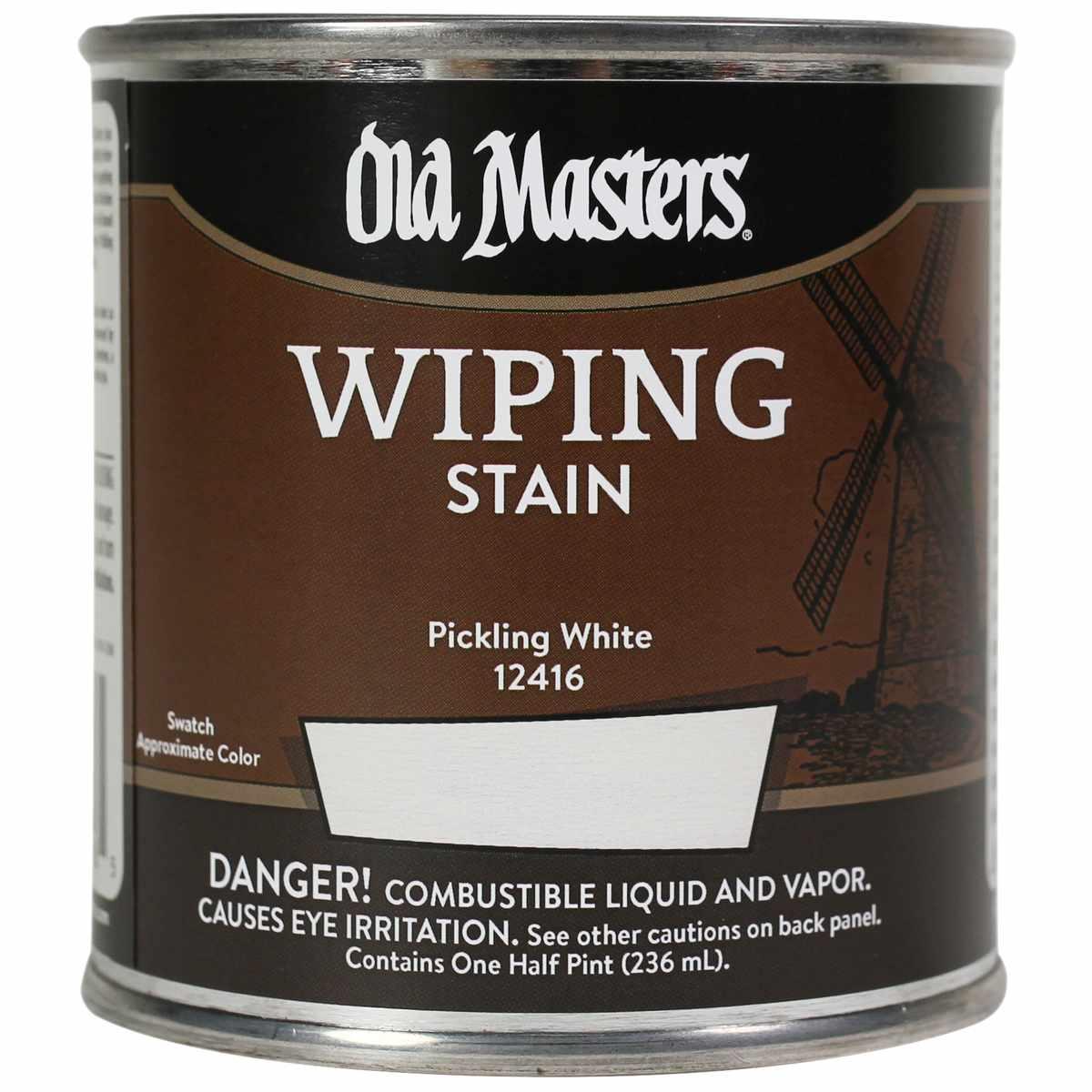 Old Masters 12416 Wiping Stain, Pickling White, Liquid, 0.5 pt, Can