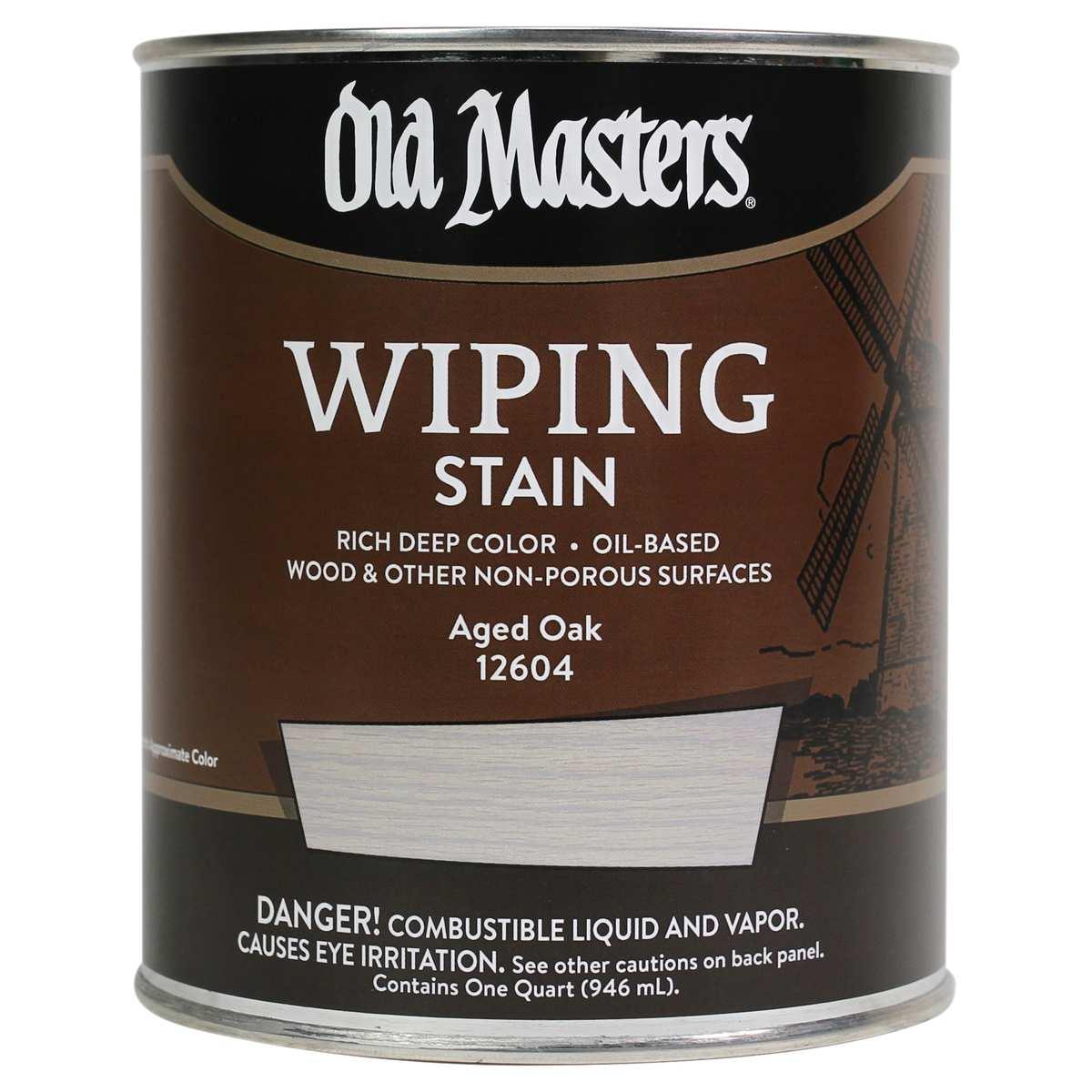 Old Masters 12604 Wiping Stain, Aged Oak, Liquid, 1 qt, Can
