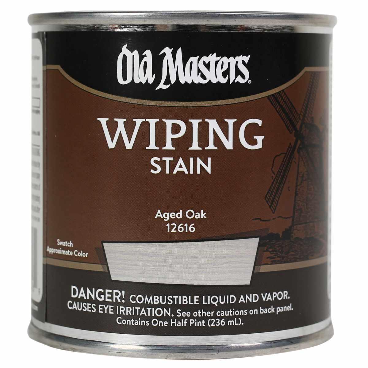 Old Masters 12616 Wiping Stain, Aged Oak, Liquid, 0.5 pt, Can