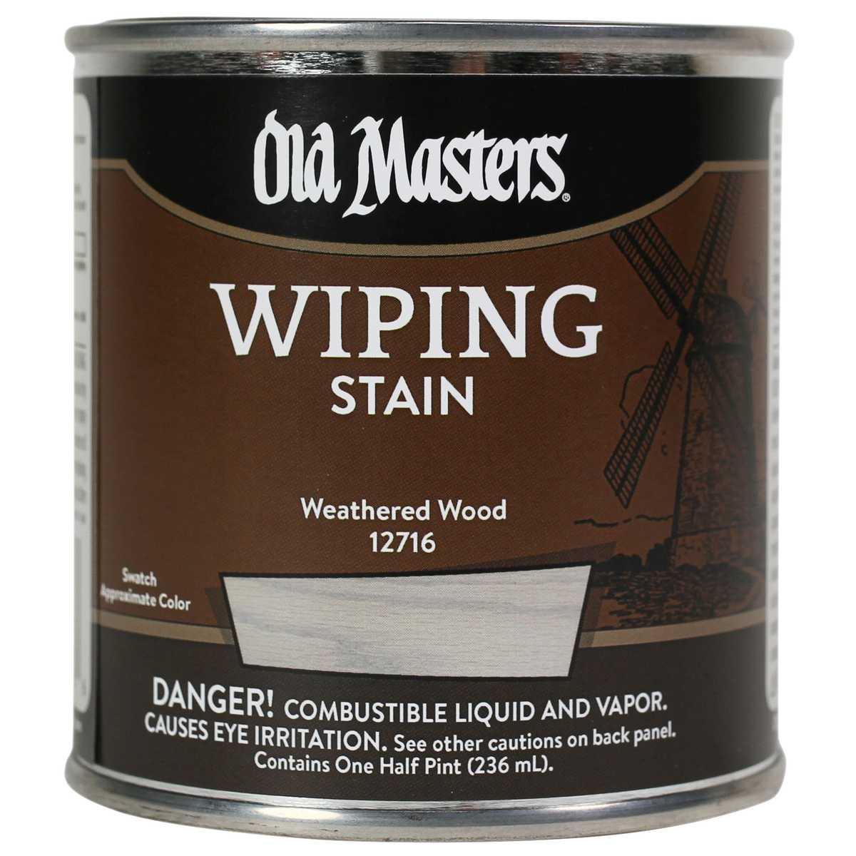 Old Masters 12716 Wiping Stain, Weathered Wood, Liquid, 0.5 pt, Can