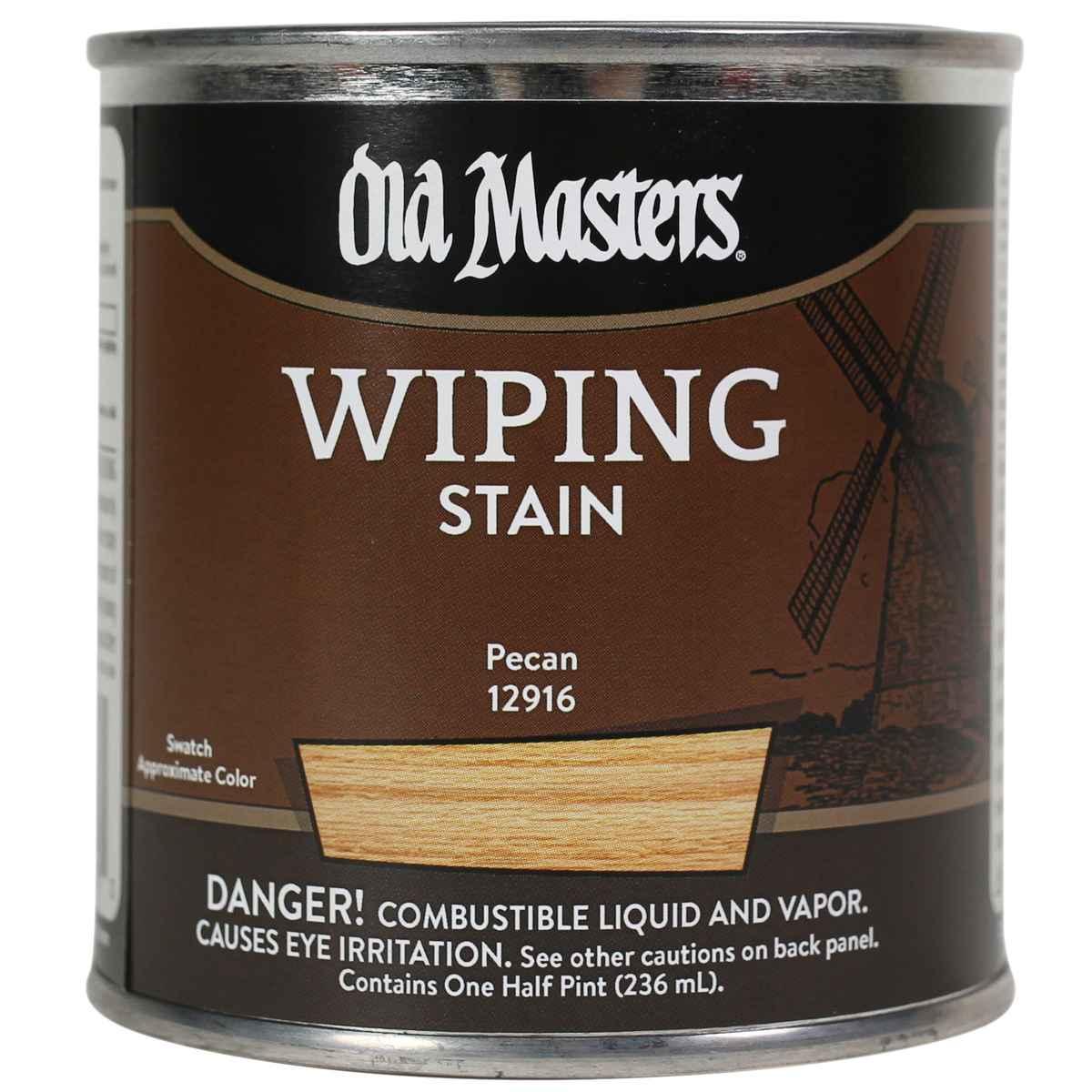 Old Masters 12916 Wiping Stain, Pecan, Liquid, 0.5 pt, Can