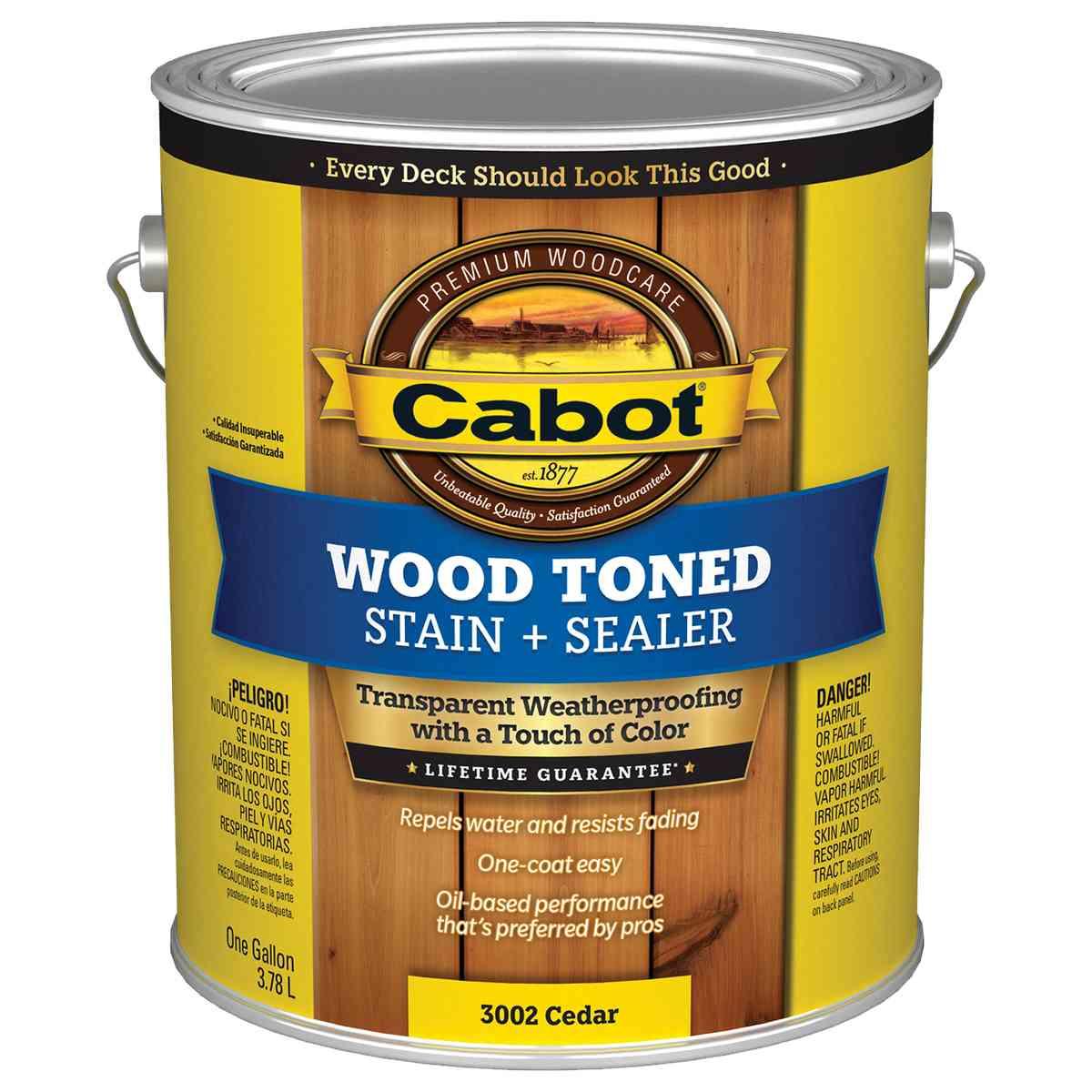 Cabot 3000 Series 140.0003002.007 Deck and Siding Stain, Cedar, Liquid, 1 gal