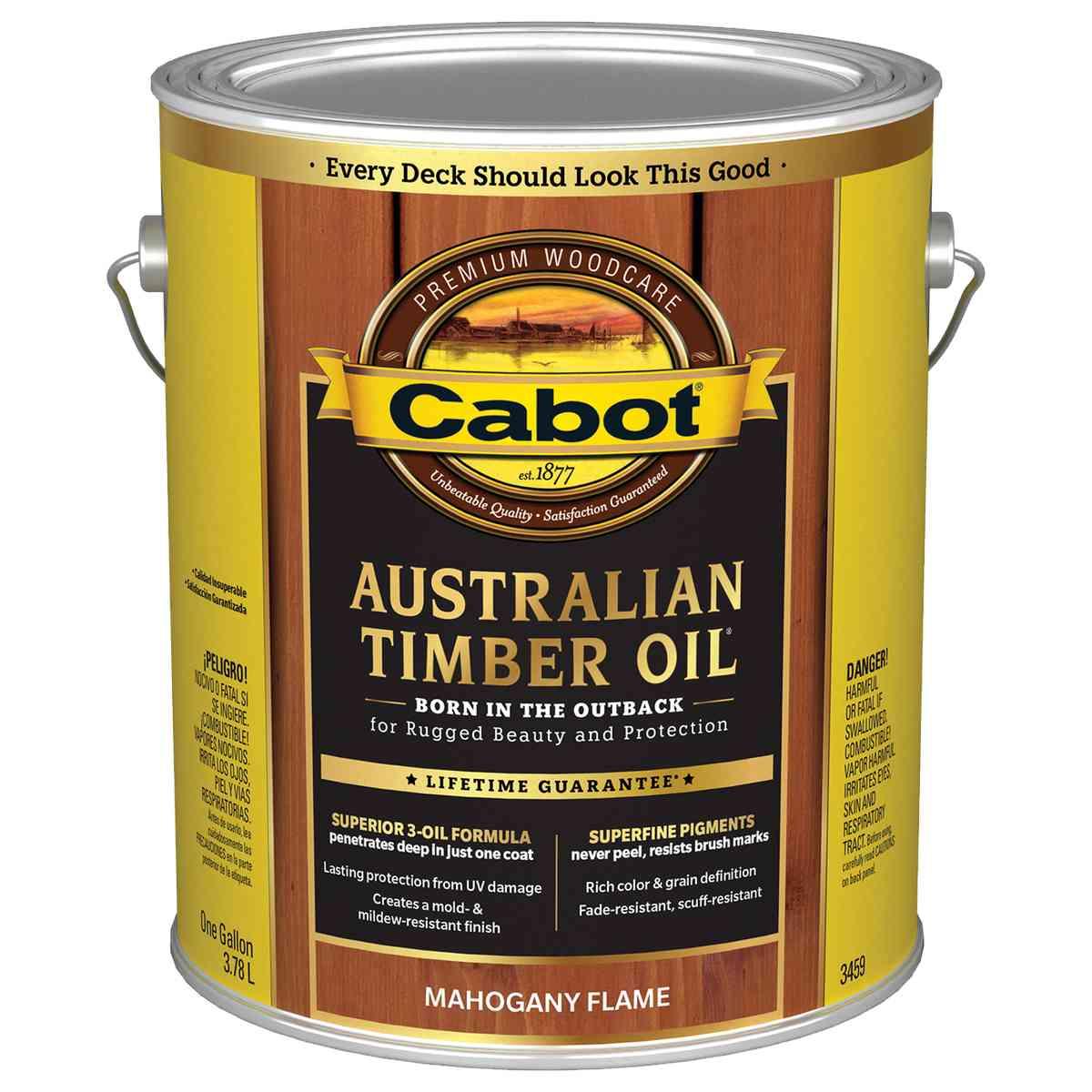 Cabot 140.0003459.007 Australian Timber Oil, Flat, Mahogany Flame, 1 gal