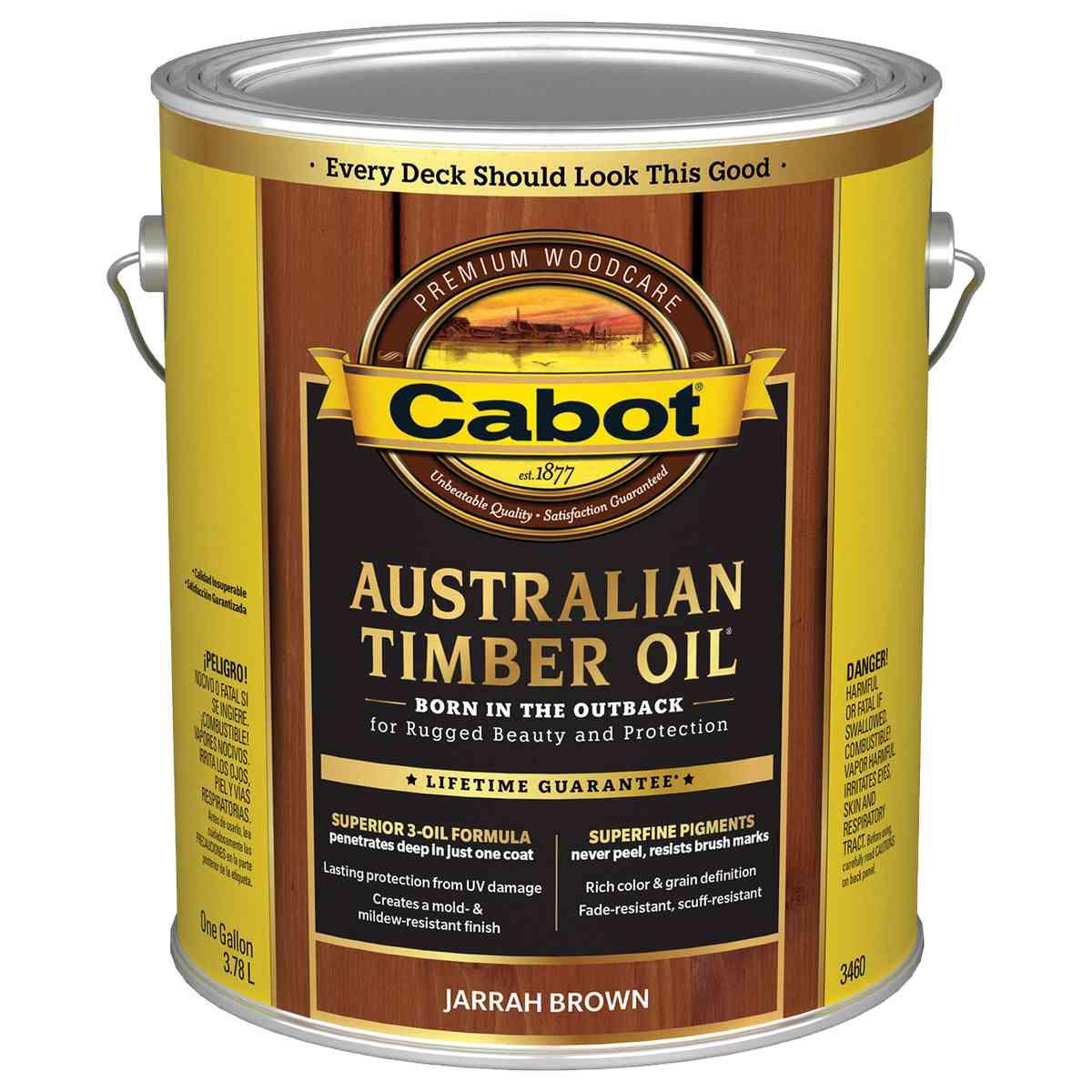 Cabot 140.0003460.007 Australian Timber Oil, Jarrah Brown, Liquid, 1 gal, Can