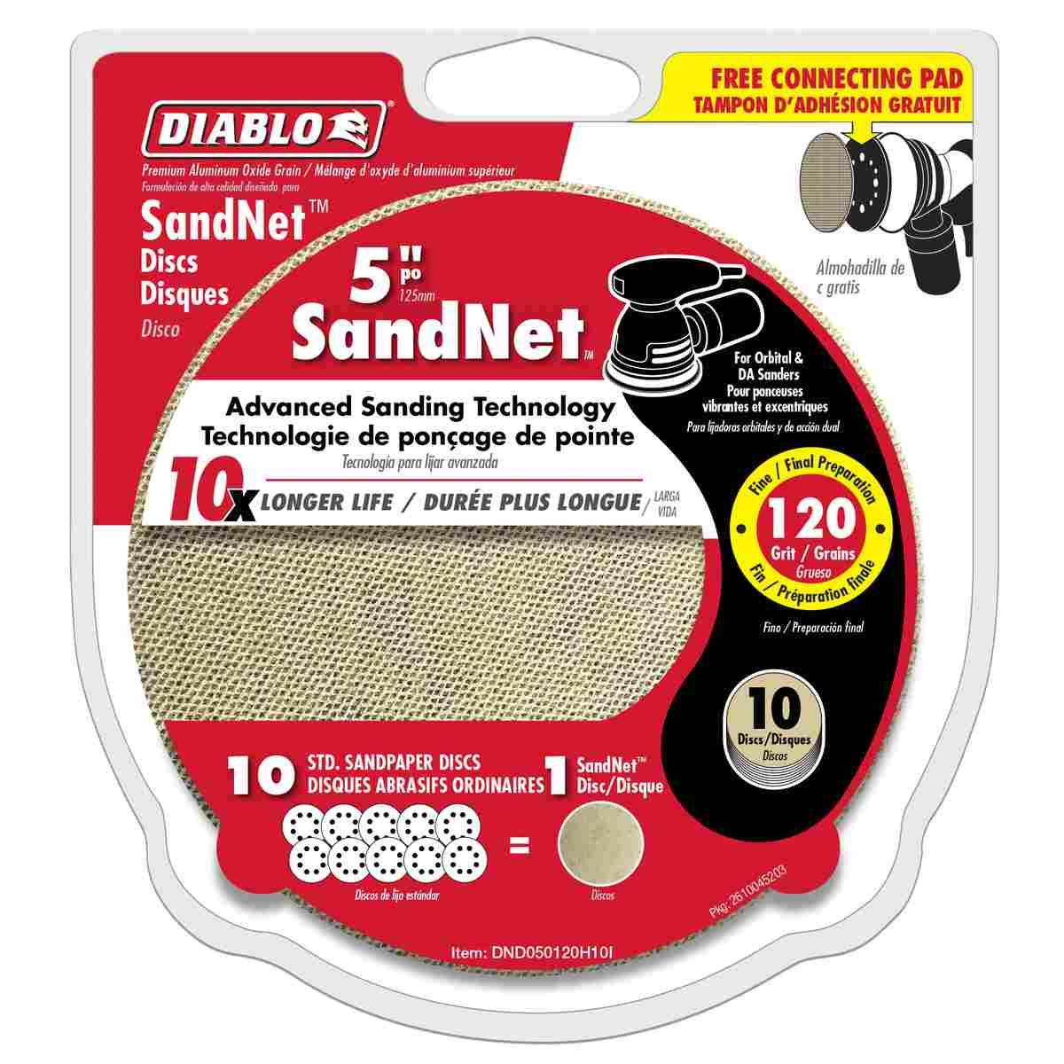 5 in. 120 Grit (Medium) SandNET\u2122 Discs with Connection Pad (10-Pack) Alt #1