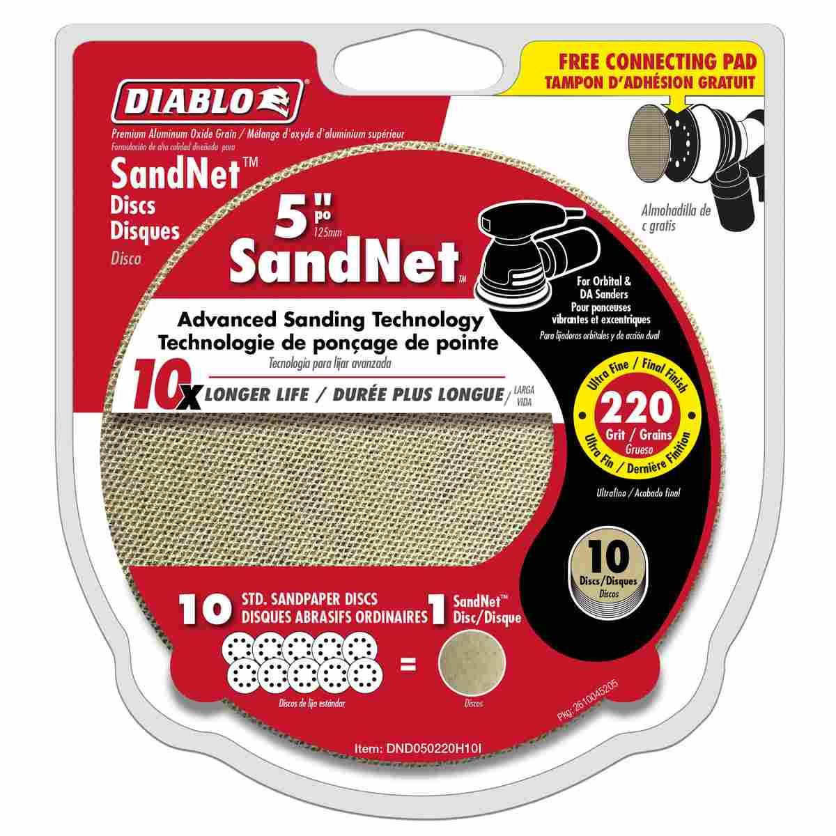 5 in. 220 Grit (Ultra Fine) SandNET\u2122 Discs with Connection Pad (10-Pack) Alt #1