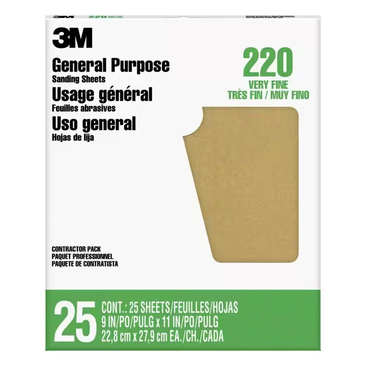 3M 220 Grit Sandpaper Fre-Cut