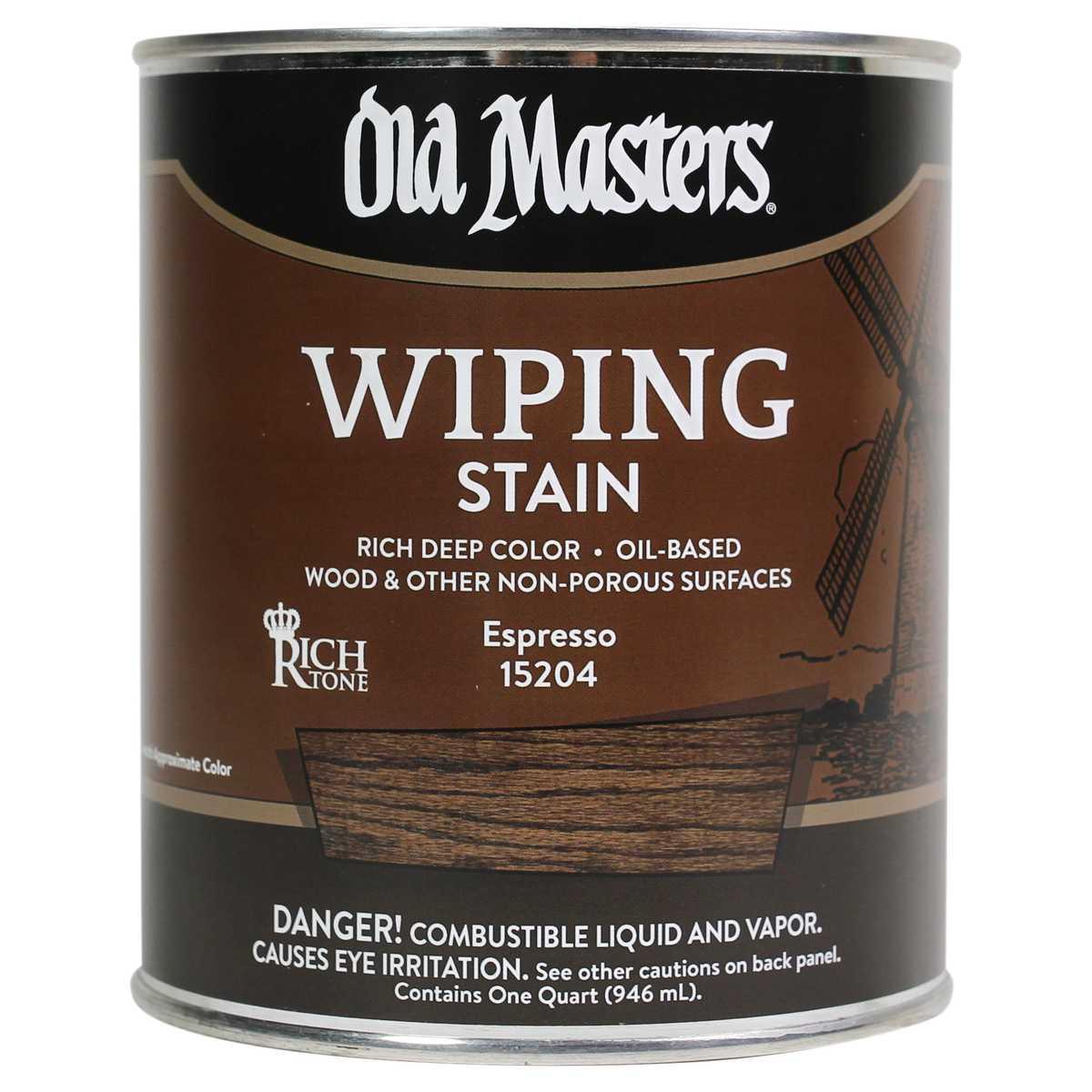 Old Masters 15304 Wiping Stain, Carbon Black, Liquid, 1 qt