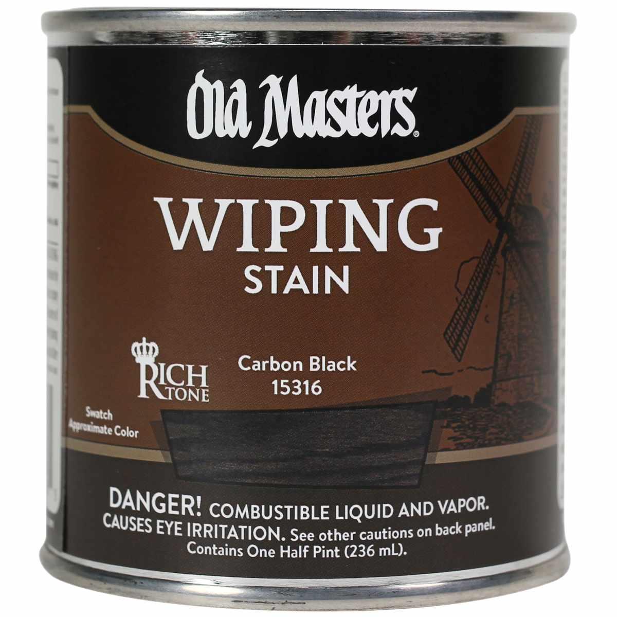 Old Masters 15316 Wiping Stain, Carbon Black, Liquid, 0.5 pt