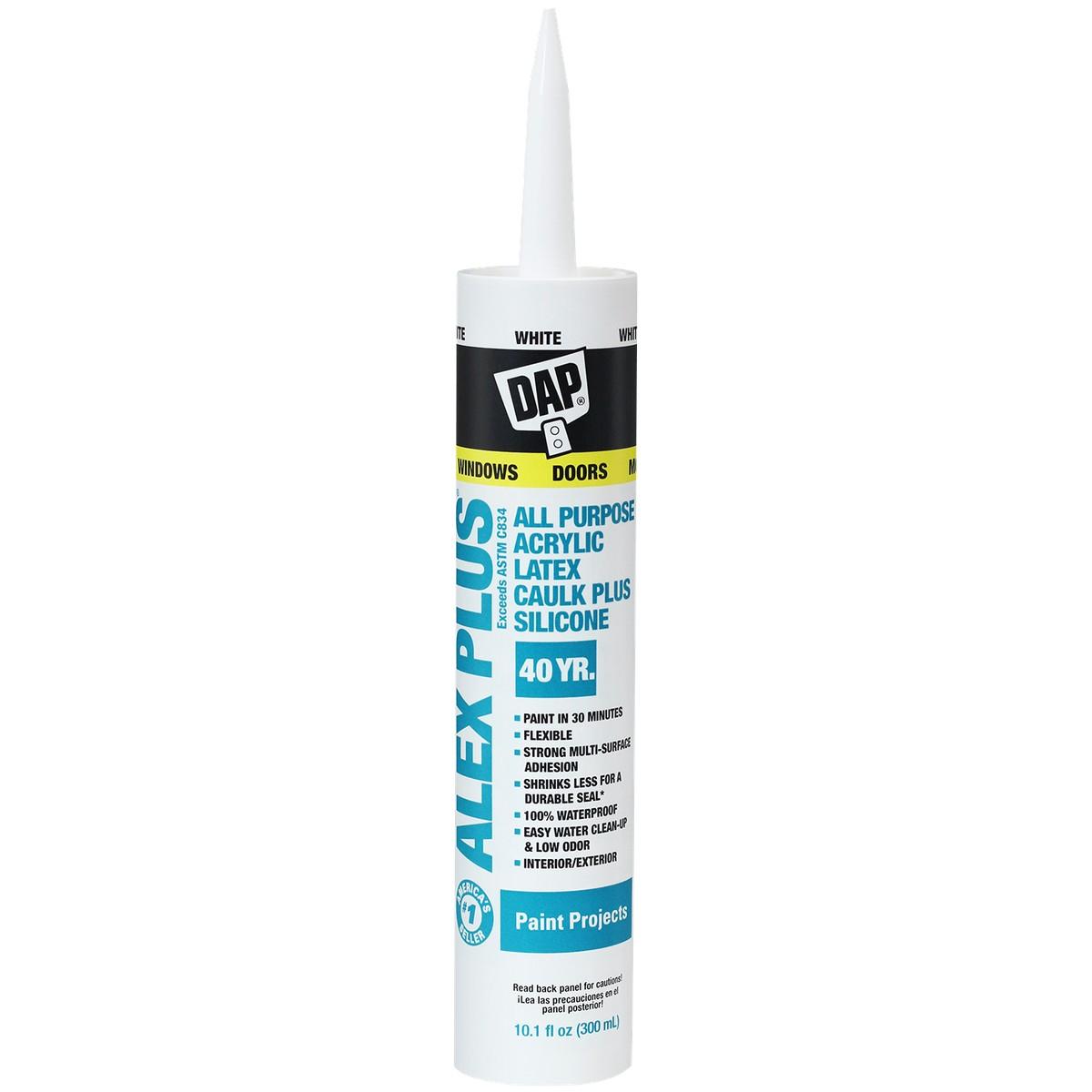 Alex Plus White Acrylic Latex Caulk Plus Silicone 10.1 oz