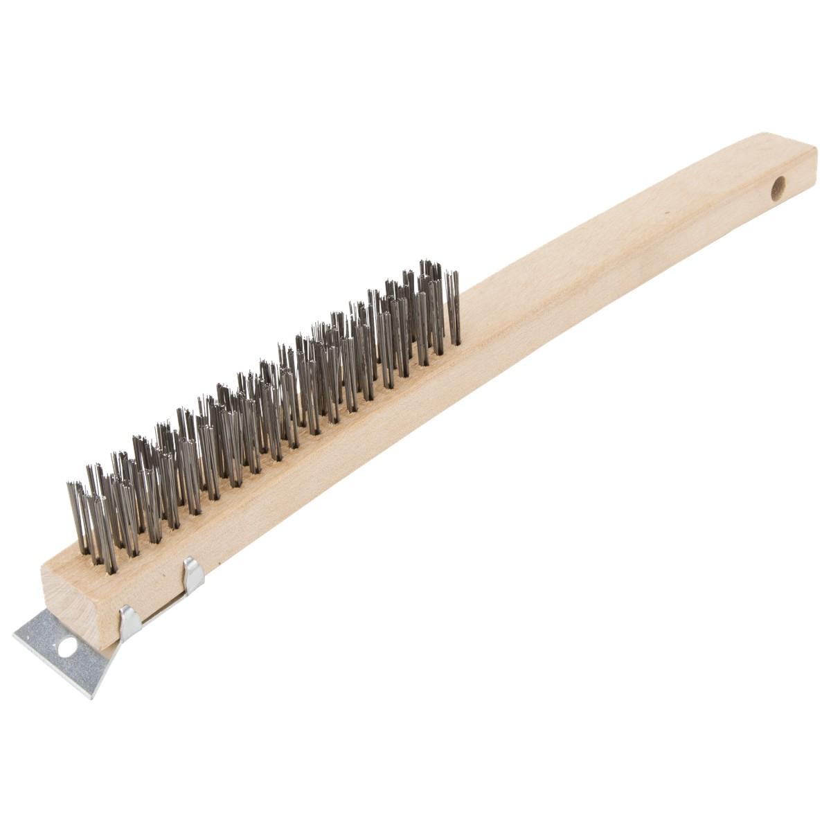 ProSource WB01319S Wire Brush with Scraper, 5-7/8 in L Brush, 5/8 in W Brush, Metallic Bristle, 1-1/2 in L Trim