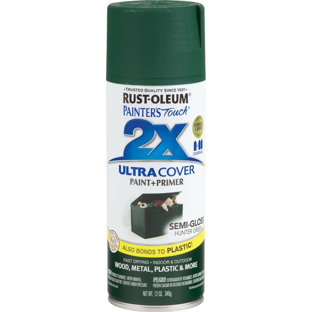 Rust-Oleum 249853 All-Purpose Spray Paint, Semi-Gloss, Hunter Green, 12 oz Can