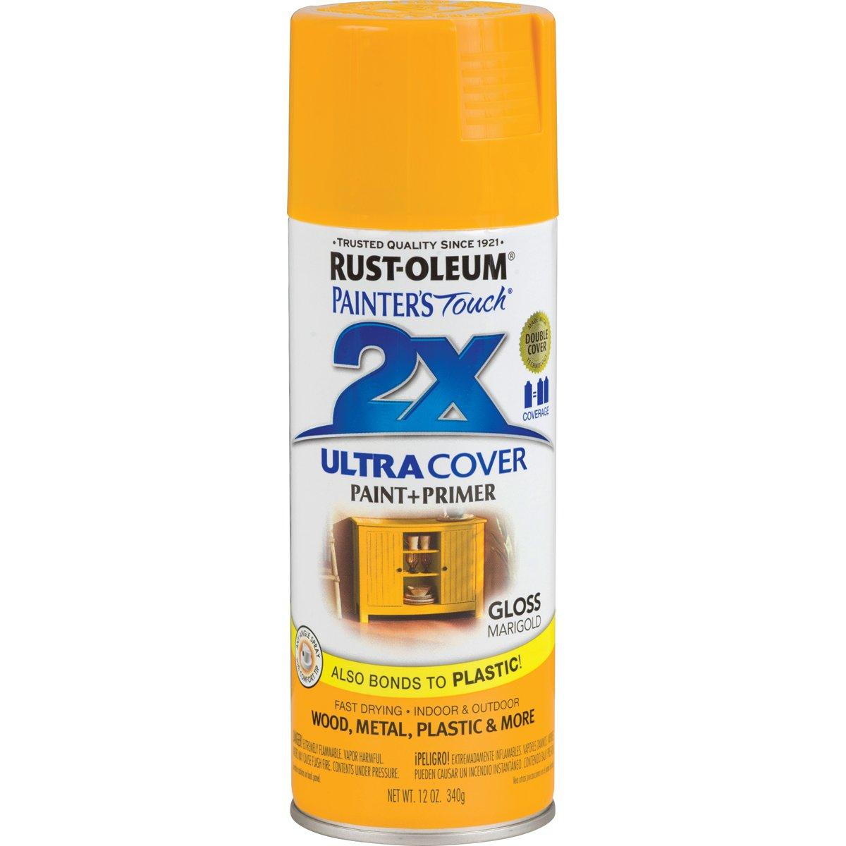 Rust-Oleum Painter's Touch 2X Ultra Cover 346955 Spray Paint, Gloss, Marigold, 12 oz, Aerosol Can
