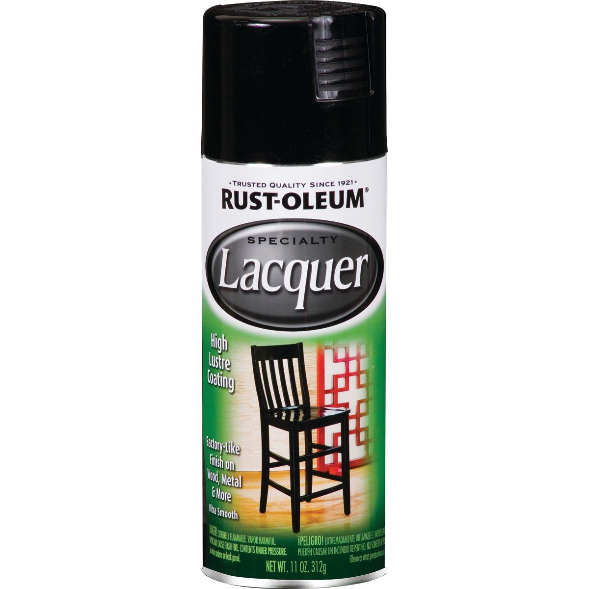Rust-Oleum SPECIALTY 1905830 Lacquer Spray Paint, Gloss, Liquid, Black, 11 oz, Aerosol Can