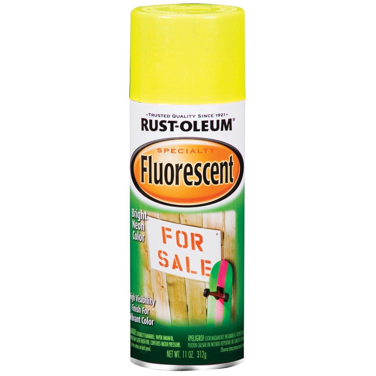 Rust-Oleum 342571 Specialty Paint, Flat/Matte, Fluorescent Yellow, 11 oz, Aerosol Can