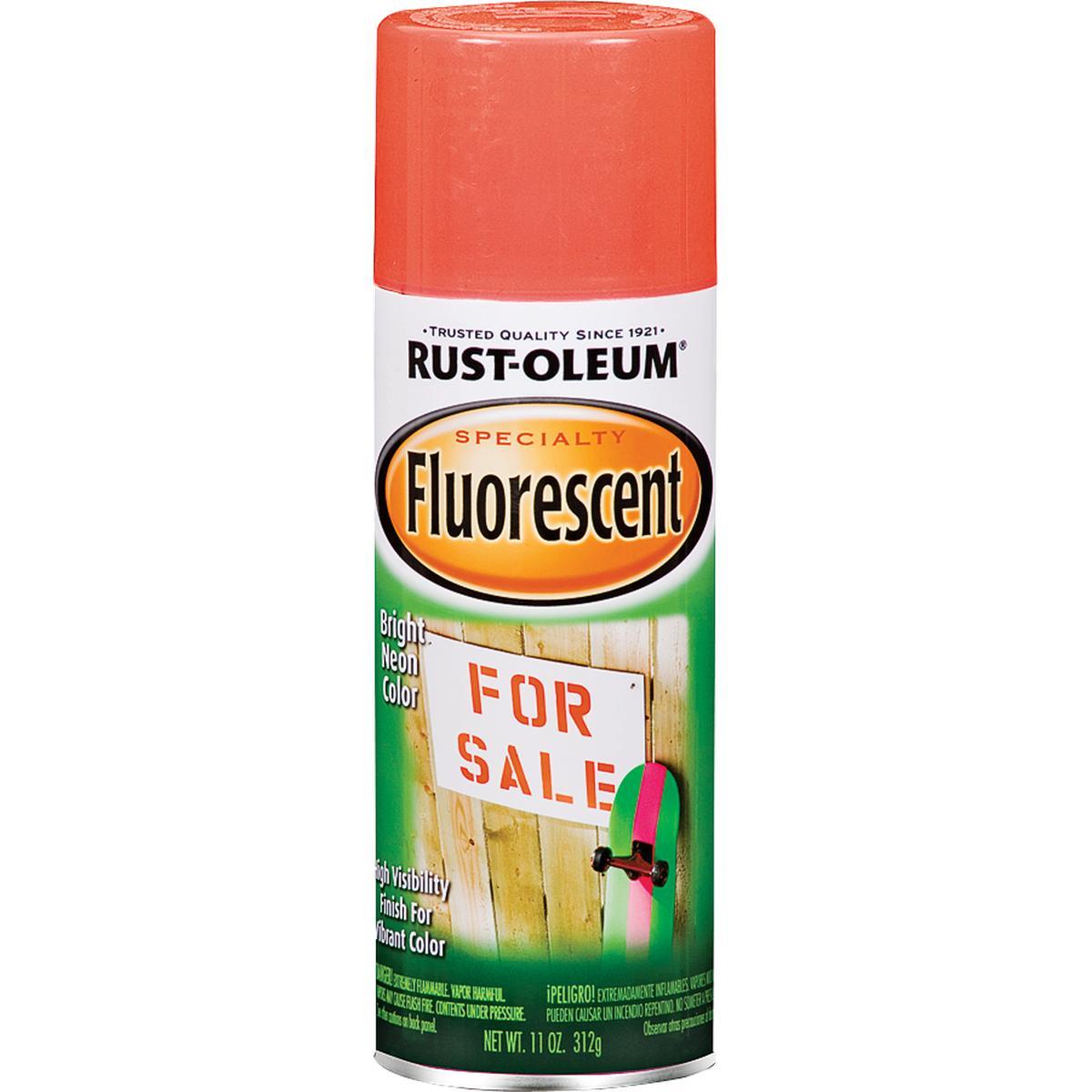 Rust-Oleum 1955830 Fluorescent Spray Paint, Flat/Matte, Fluorescent Red/Orange, 11 oz Can