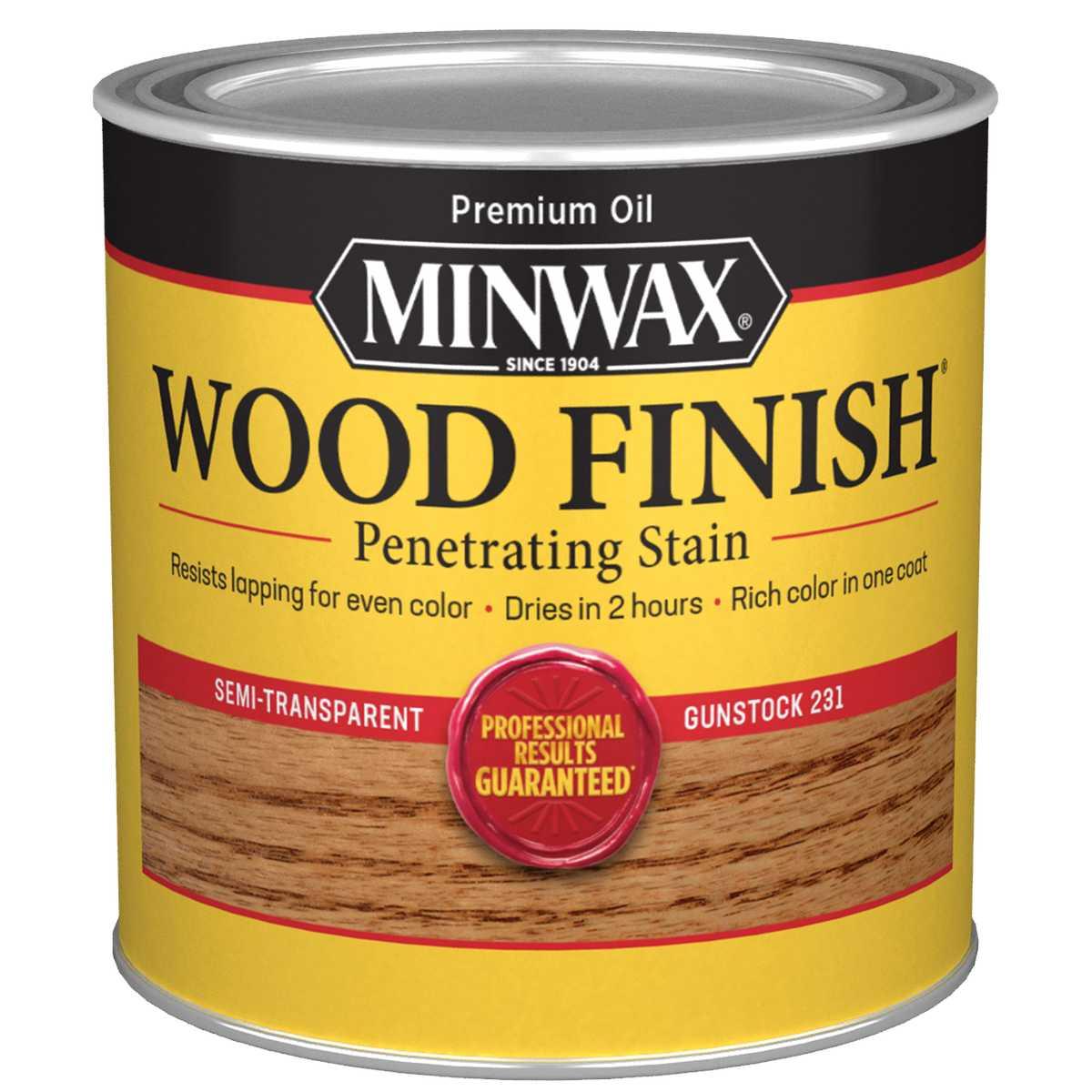 Minwax 223104444 Wood Stain, Gunstock, Liquid, 0.5 pt Can
