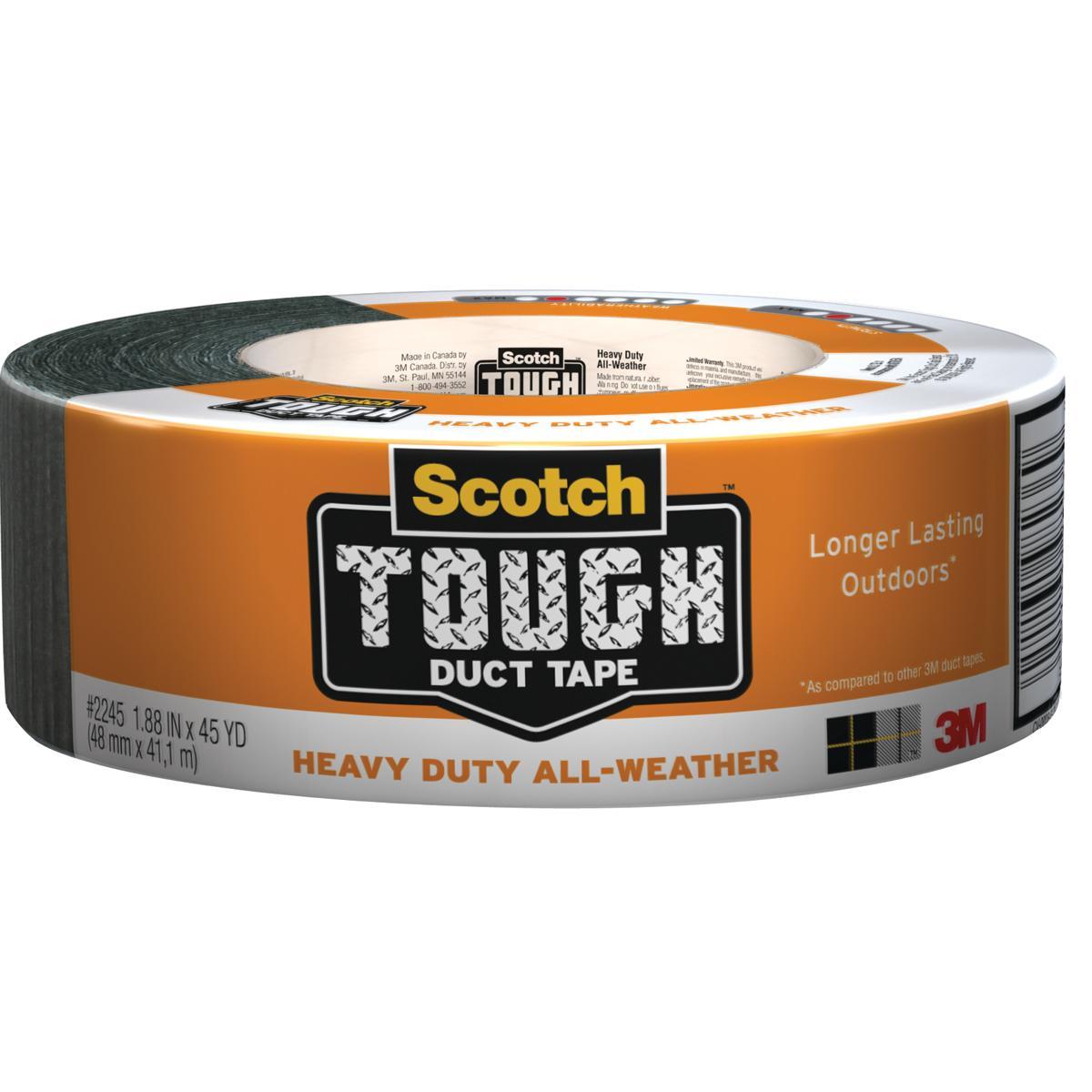 3M 2540 Duct Tape, 40 yd L, 1.88 in W, Polyethylene Backing, Gray