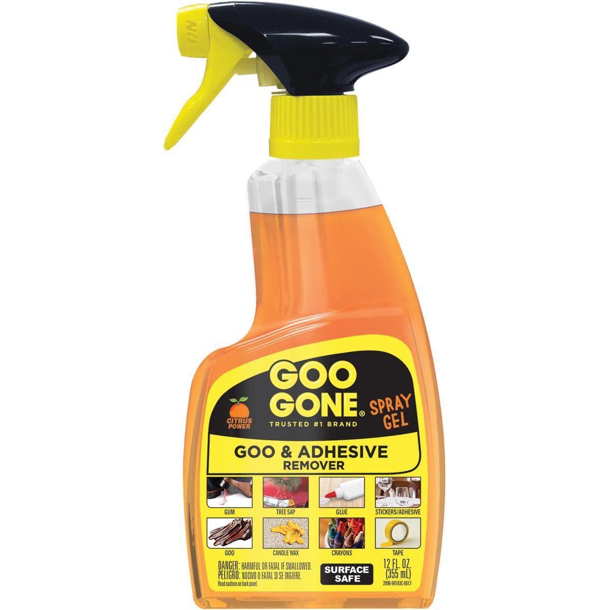 Goo Gone 2096 Goo and Adhesive Remover, 12 oz Bottle, Gel, Citrus, Orange