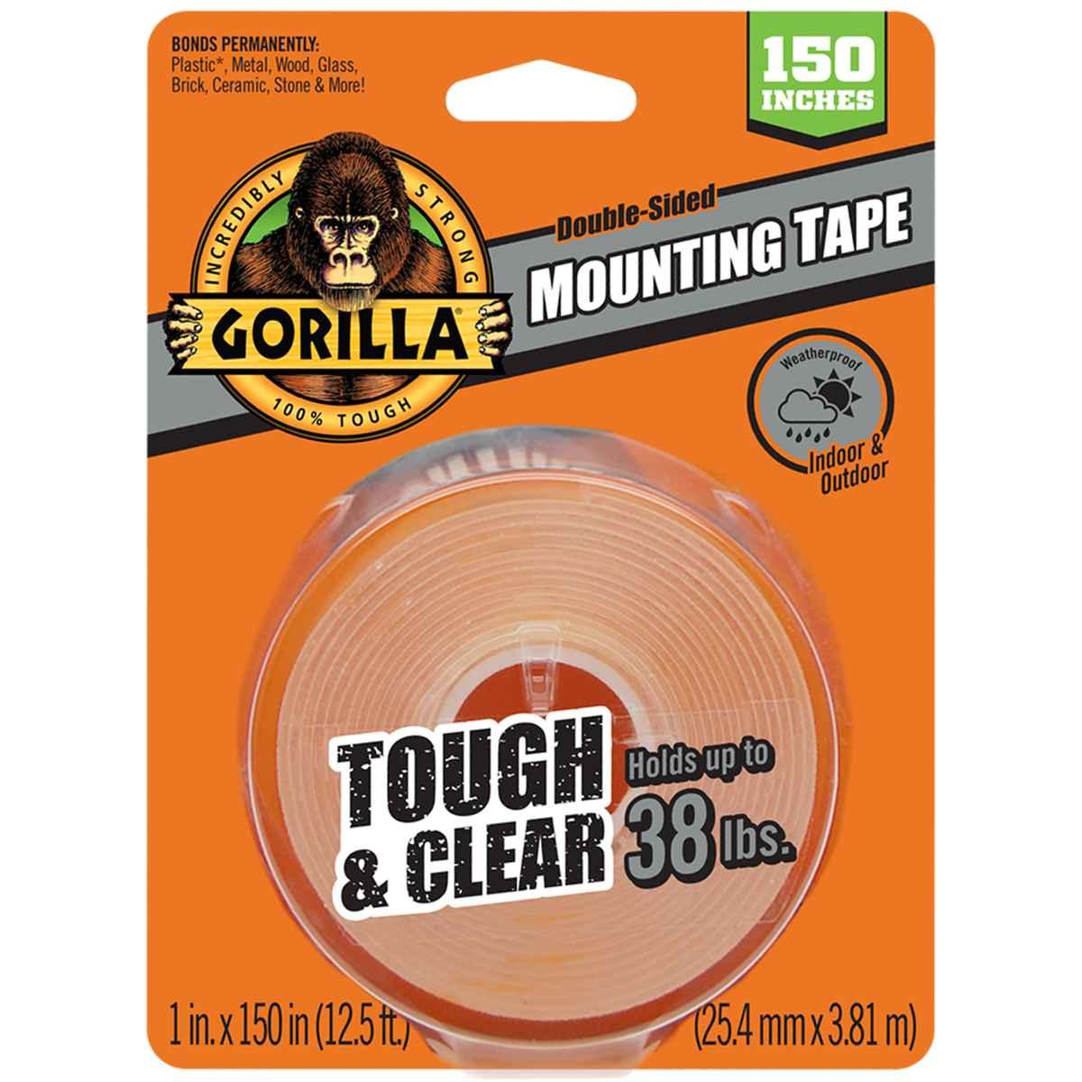 Gorilla 6036002 Mounting Tape, 150 in L, 1 in W, Clear