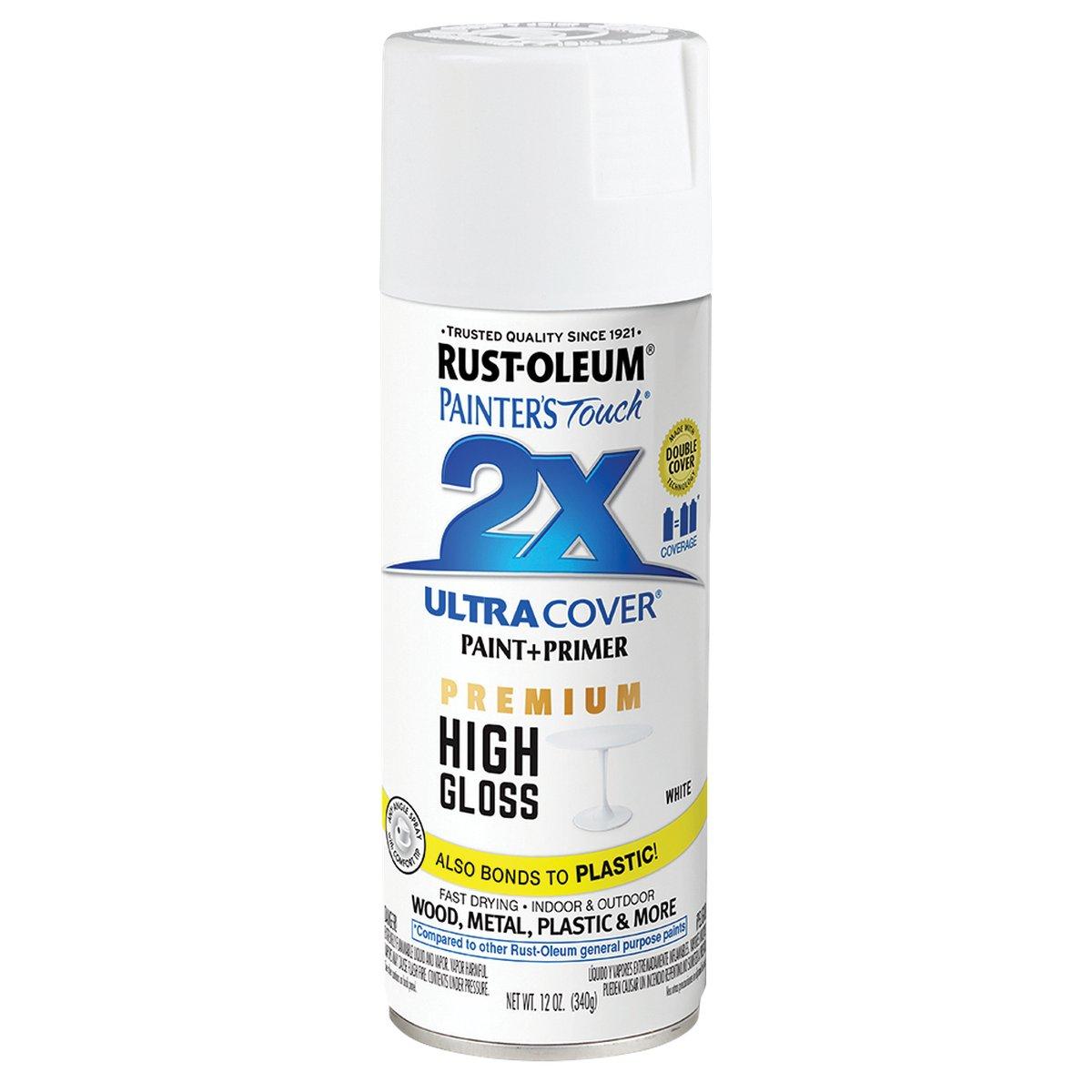 Rust-Oleum 331171 Spray Paint, High-Gloss, White, 12 oz Can