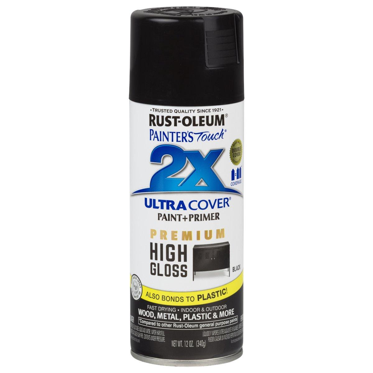 Rust-Oleum 331172 Spray Paint, High-Gloss, Black, 12 oz Can