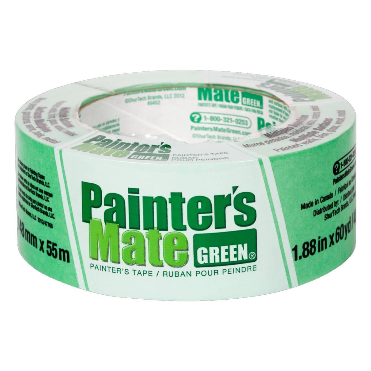 Painter's Mate 667016 Painter's Tape, 60 yd L, 1.88 in W, Rubber Backing, Green