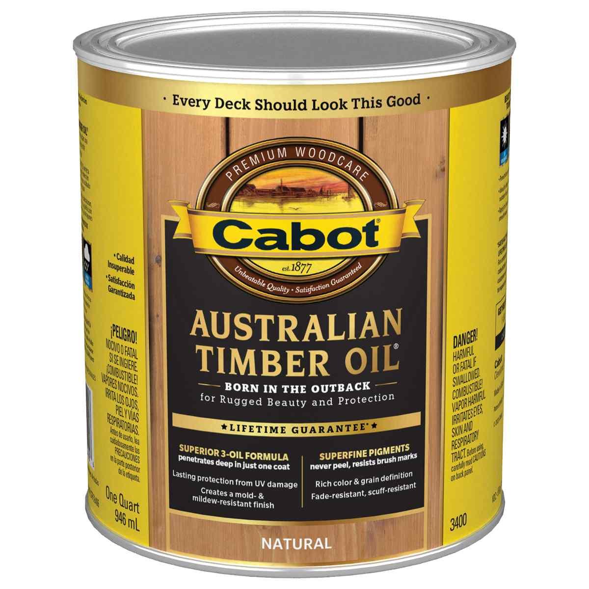 Cabot 140.0003400.005 Australian Timber Oil, Natural, 1 qt, Liquid