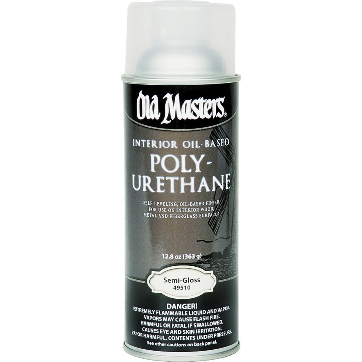 Old Masters 49510 Interior Polyurethane, Semi-Gloss, Liquid, Clear, 13 oz, Aerosol Can
