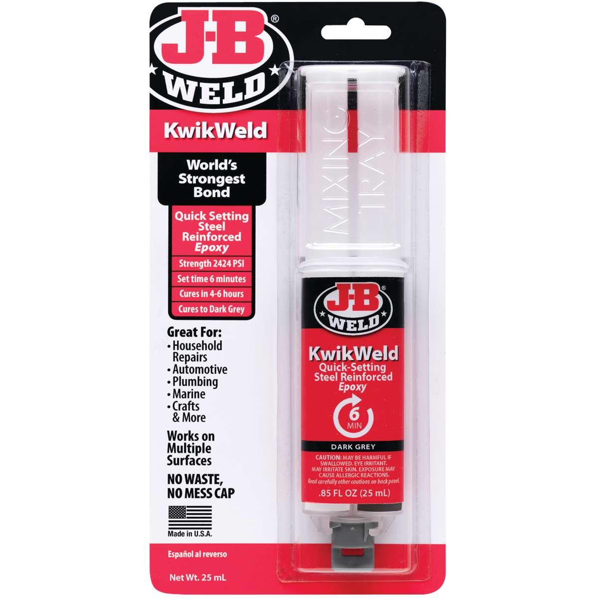 J-B Weld 50176 Epoxy Adhesive, Dark Gray, Solid, 25 mL Syringe