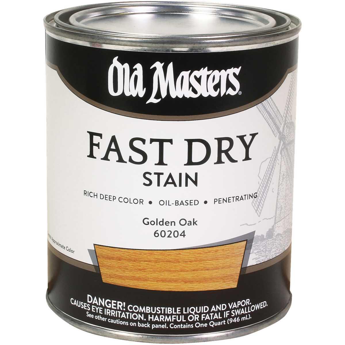 Old Masters 60204 Fast Dry Stain, Golden Oak, Liquid, 1 qt