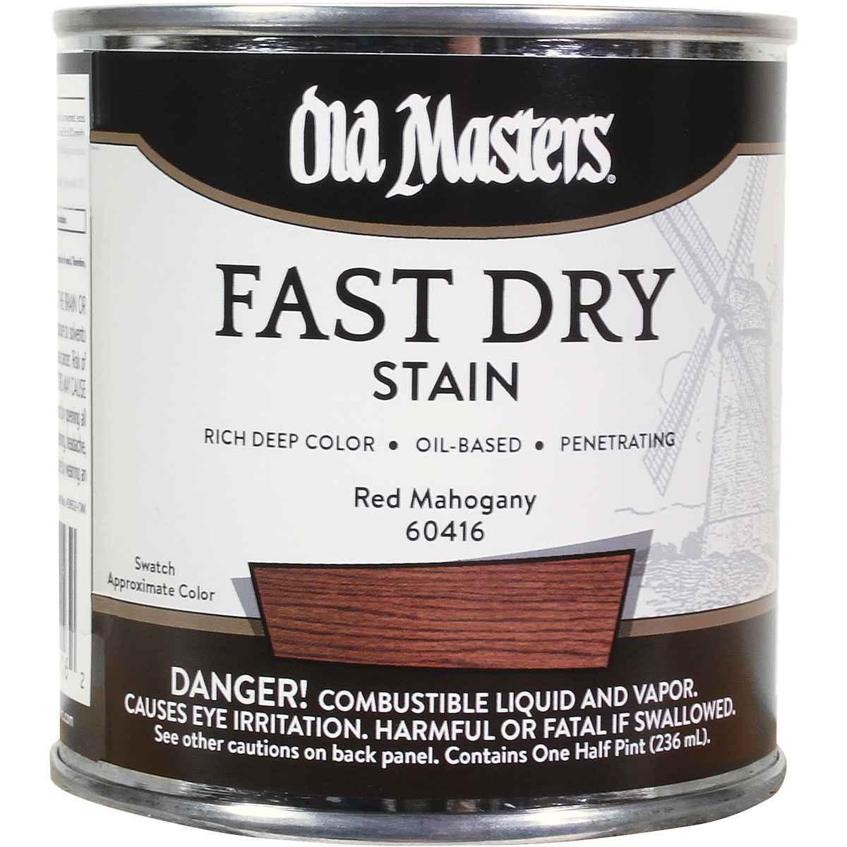 Old Masters 60416 Fast Dry Stain, Red Mahogany, Liquid, 1/2 pt