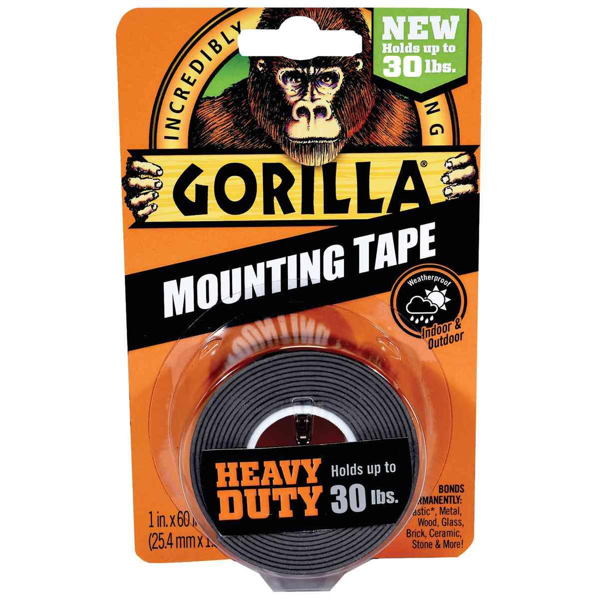 Gorilla Mounting Tape 60 in L 1 in W Black
