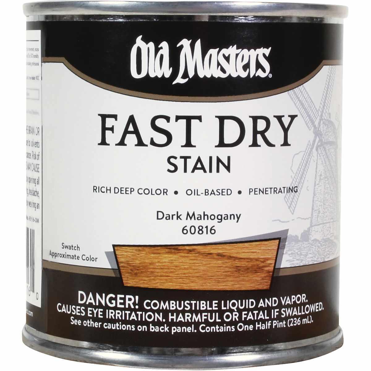 Old Masters 60816 Fast Dry Stain, Dark Mahogany, Liquid, 1/2 pt