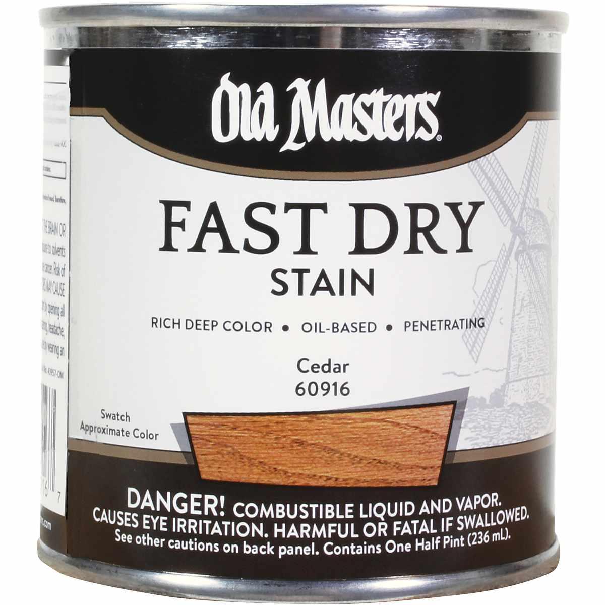 Old Masters 60916 Fast Dry Stain, Cedar, Liquid, 1/2 pt