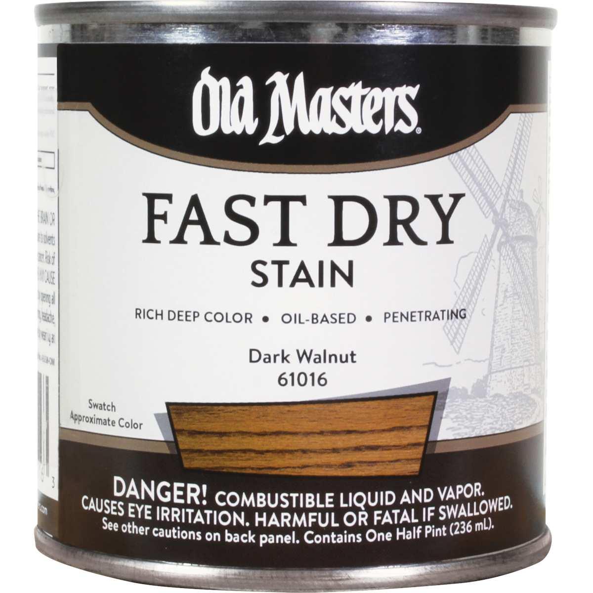 Old Masters 61016 Fast Dry Stain, Dark Walnut, Liquid, 1/2 pt
