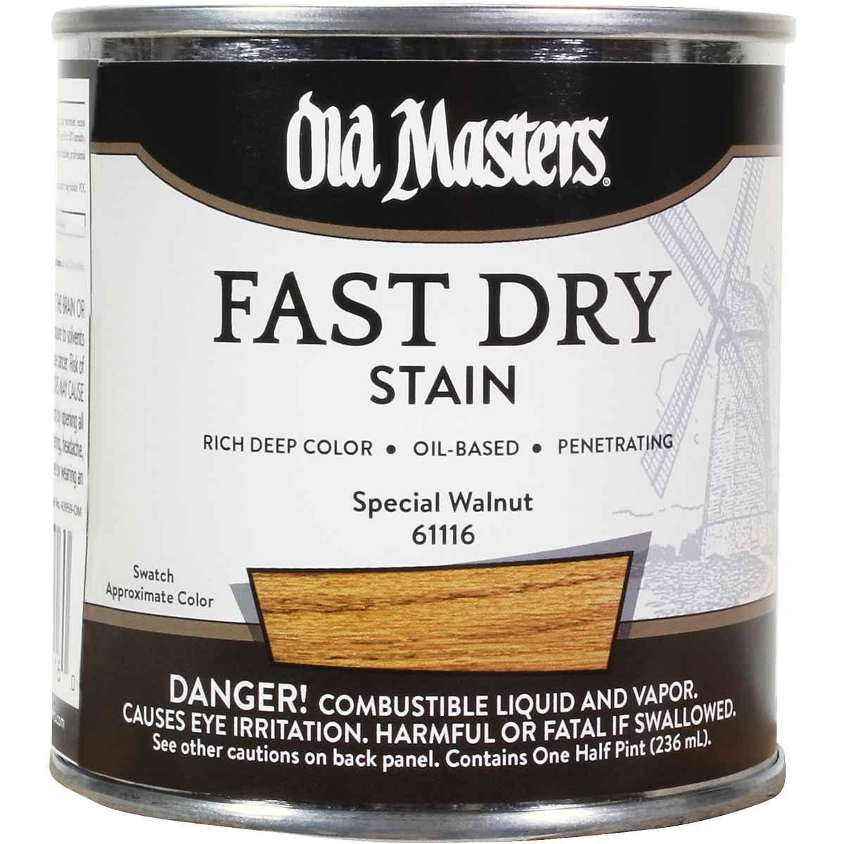 Old Masters 61116 Fast Dry Stain, Special Walnut, Liquid, 1/2 pt