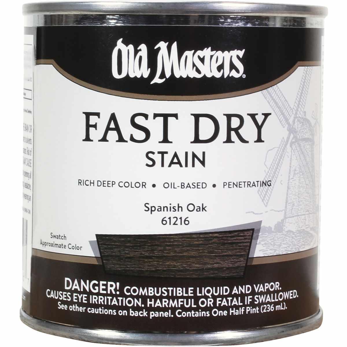Old Masters 61216 Fast Dry Stain, Spanish Oak, Liquid, 1/2 pt