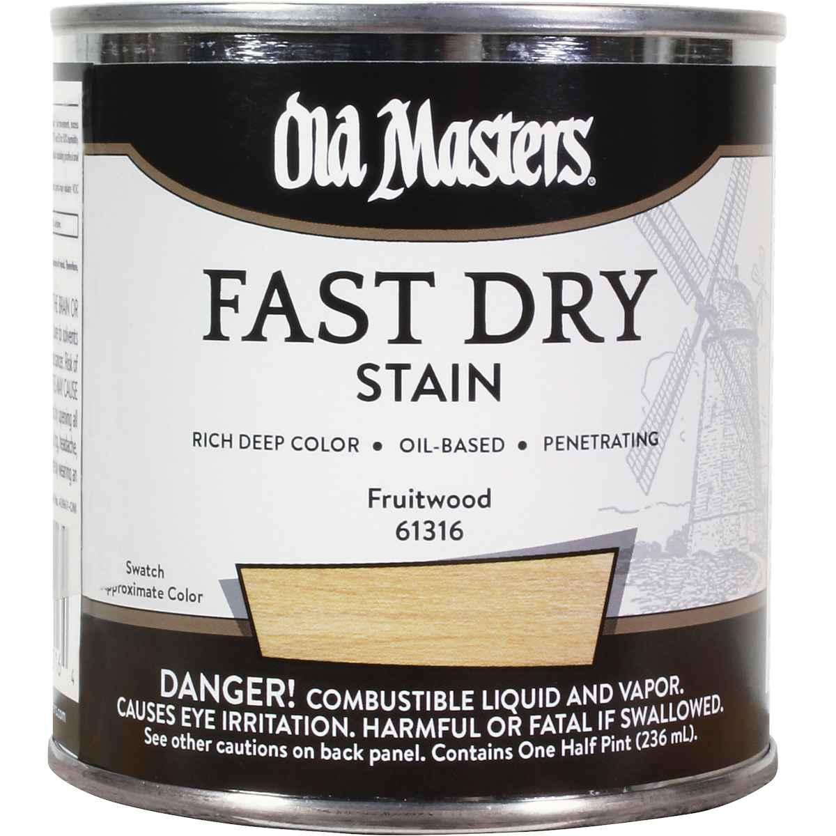 Old Masters 61316 Fast Dry Stain, Fruitwood, Liquid, 1/2 pt