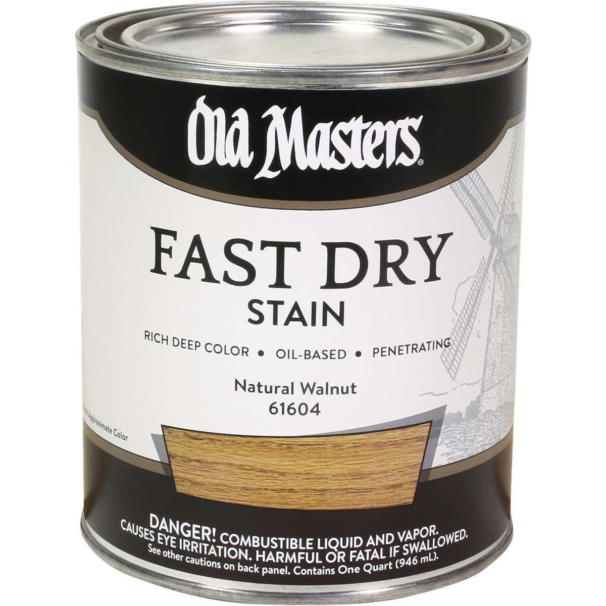 Old Masters 61604 Fast Dry Stain, Natural Walnut, Liquid, 1 qt