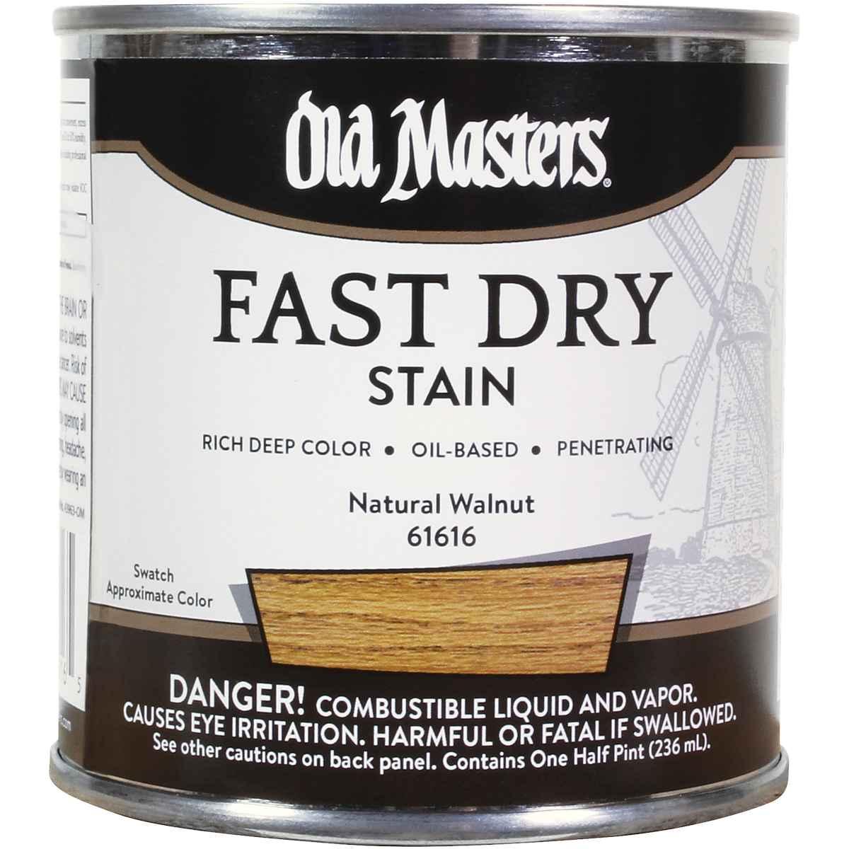 Old Masters 61616 Fast Dry Stain, Natural Walnut, Liquid, 1/2 pt