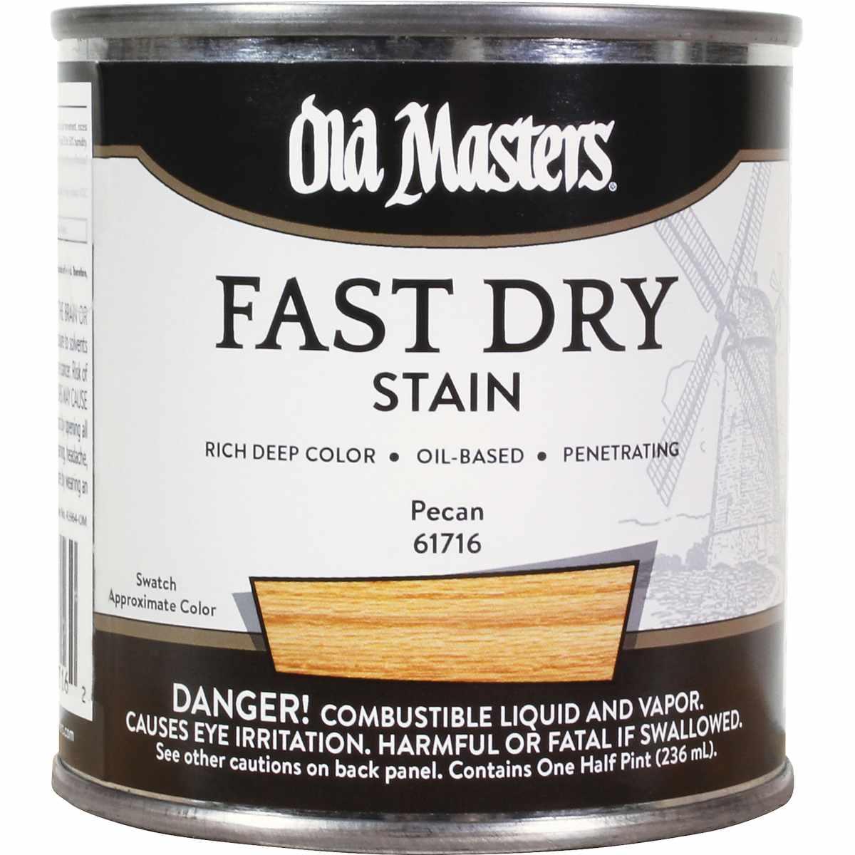 Old Masters 61716 Fast Dry Stain, Pecan, Liquid, 1/2 pt