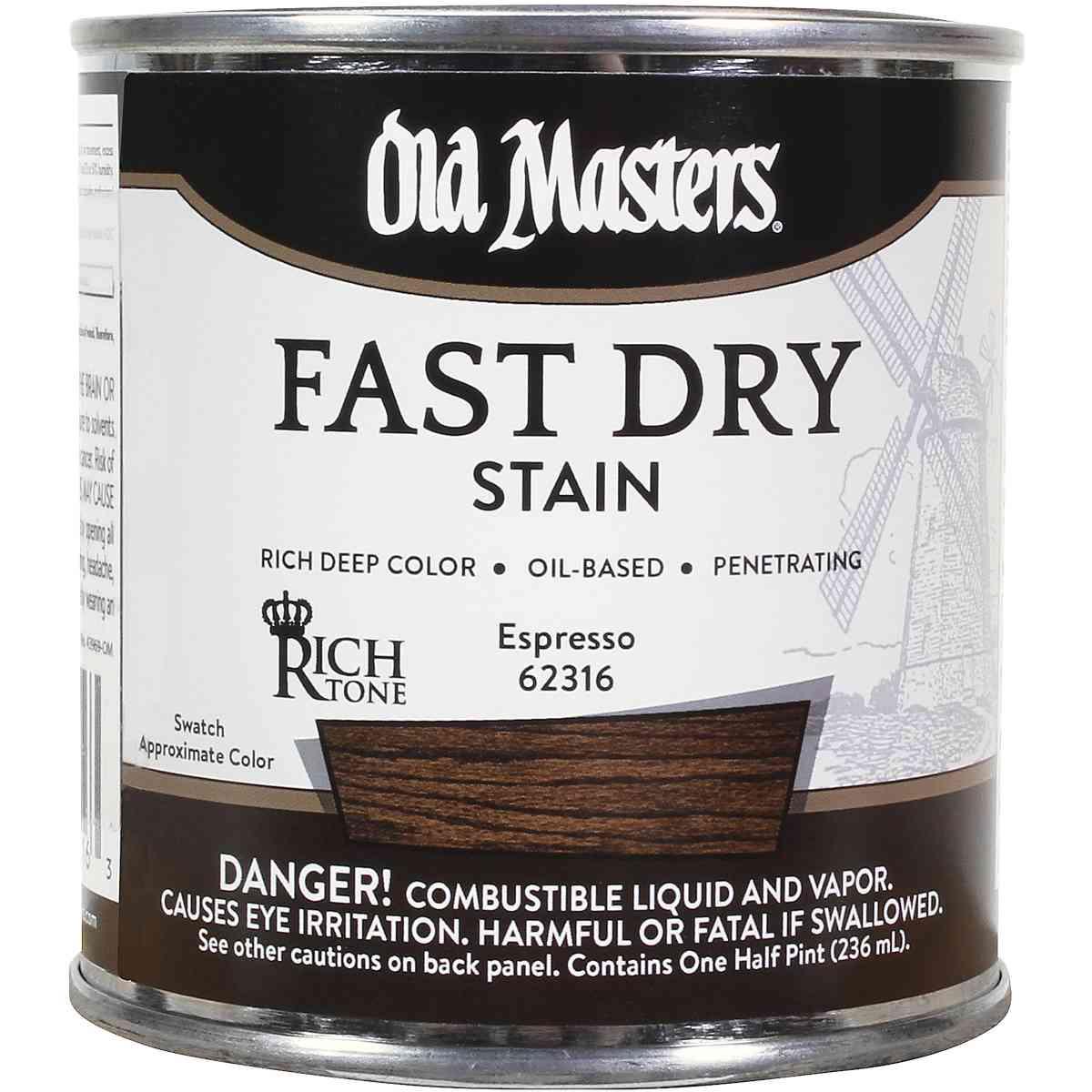 Old Masters 62316 Fast Dry Stain, Espresso, Liquid, 1/2 pt