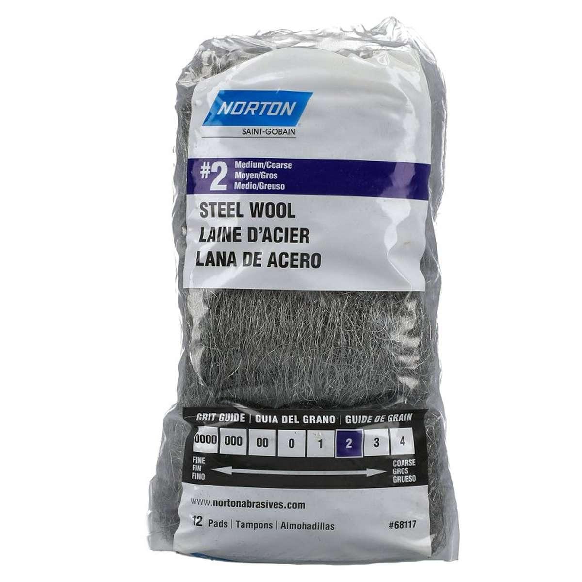 Norton Steel Wool 2 Med/Coarse12Pk 68117